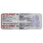 メチルプレドニゾロン（メドロールジェネリック）, Acto-Pred, 16mg 錠 (Ferring) 包装裏面