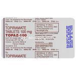 トパーズ Topaz, , トピナ ジェネリック, トピラマート100mg 錠 (Intas) 包装裏面