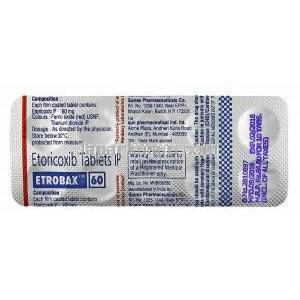 エトロバックス (エトリコキシブ) 60mg 錠剤裏面