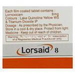 ロルノキシカム（ロルカムジェネリック）, Lorsaid, 8MG 錠 (Piramal) 成分