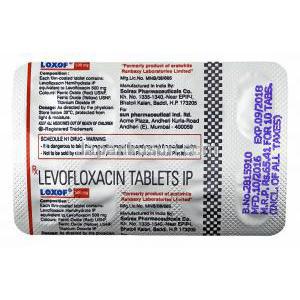 ロクソフ (レボフロキサシン) 500mg 錠剤裏面