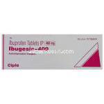 イブジェシック Ibugesic, モトリン ジェネリック, イブプロフェン 400mg 錠 (Cipla) 箱