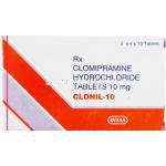 クロミプラミン, Clonil, 10 mg 錠 (Intas) 箱