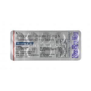 ベシコー T (ビソプロロール/ テルミサルタン) 2.5mg 錠剤裏面