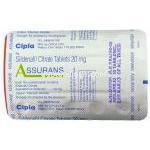 シルデナフィル （レバチオジェネリック）, アシュランス Assurans 20mg 錠 (Cipla)  包装裏面