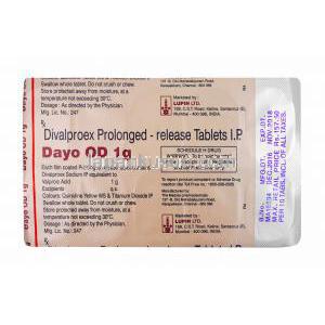 デイヨ (ジバルプロエクス) 1000mg 錠剤裏面