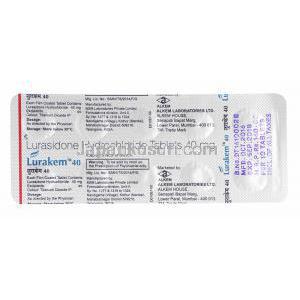 ルラケム (ルラシドン) 40mg 錠剤裏面