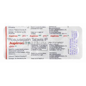 ジュピロス (ロスバスタチン) 40mg 錠剤裏面