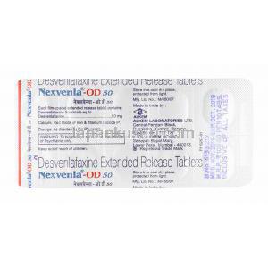 ネックスベンラ OD (デスベンラファキシン) 50mg 錠剤裏面