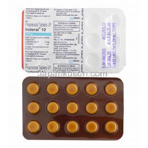 インデラル Inderal,  塩酸プロプラノロール 10mg, 錠剤