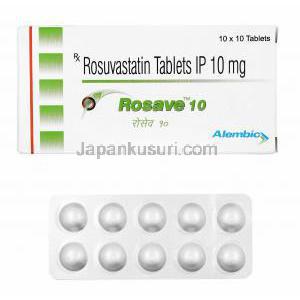 ロセーブ (ロスバスタチン) 10mg 箱、錠剤