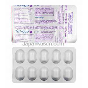 トリボゴ (グリメピリド 1mg/ メトホルミン 500mg/ ボグリボース 0.2mg) 錠剤