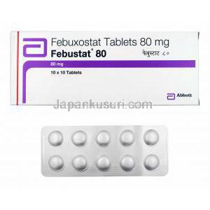 フェブスタット (フェブキソスタット) 80mg 箱、錠剤