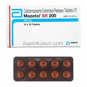 マゼトール SR (カルバマゼピン) 200mg 箱、錠剤