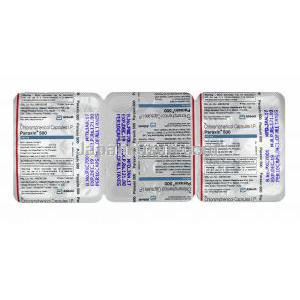 パラキシン (クロラムフェニコール) 500mg カプセル裏面