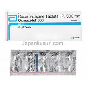 オクスマゼトール (オクスカルバゼピン) 300mg 箱、錠剤