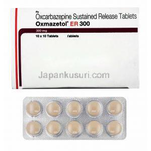 オクスマゼトール ER (オクスカルバゼピン) 300mg 箱、錠剤