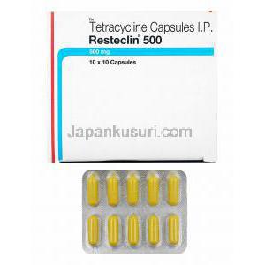 レステクリン (テトラサイクリン) 500mg 箱、カプセル