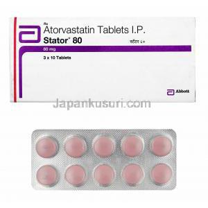 ステーター (アトルバスタチン) 80mg 箱、錠剤