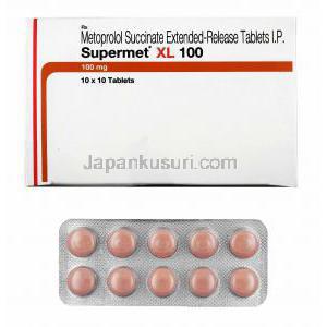 スーパーメット XL (メトプロロール) 100mg 箱、錠剤