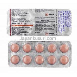 スーパーメット XL (メトプロロール) 100mg 錠剤