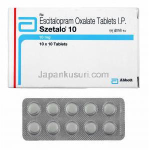 スゼタロ (エスシタロプラム) 10mg 箱、錠剤