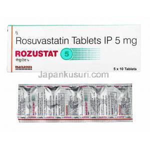 ロズスタット, ロスバスタチン5mg,箱,錠