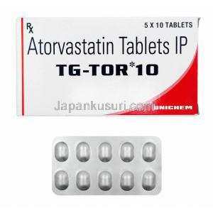 TGトール (アトルバスタチン) 10mg 箱、錠剤