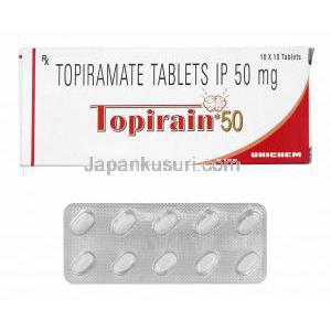 トピレイン (トピラマート) 50mg 箱、錠剤