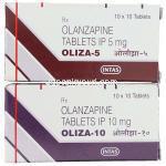 オランザピン(ジプレキサザイディス/ジプレキサジェネリック), Oliza, 5mg/10mg 錠 (Intas) 包装