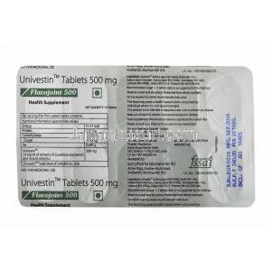 フラボジョイント (ユニベスチン) 500mg 錠剤裏面