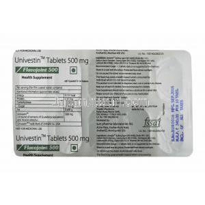 フラボジョイント (ユニベスチン) 500mg 錠剤裏面