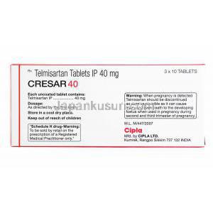 クレサー, テルミサルタン 40mg (Cipla) 成分