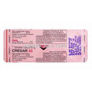 クレサー, テルミサルタン 40mg (Cipla) 錠剤裏面