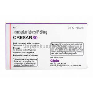 クレサー, テルミサルタン 80mg (Cipla) 成分