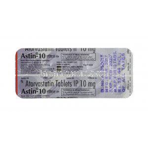 アスチン, アトルバスタチン, 10 mg, 錠剤, シート情報