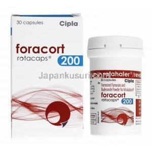 フォラコート 吸入剤 (Rotacap) (ホルモテロール 6mcg/ ブデソニド 200mcg) 箱、ボトル