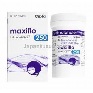 マクシフロ 吸入剤 (Rotacap) (ホルモテロール 6mcg/ プロピオン酸フルチカゾン 250mcg) 箱、ボトル