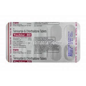 テクラー (テルミサルタン 80mg/ クロルタリドン 12.5mg) 錠剤裏面