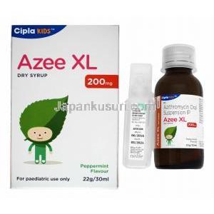 アジー ドライシロップ ペパーミント味 (アジスロマイシン) 200mg 30ml 箱, ボトル