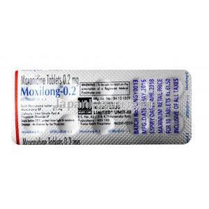 モクシロン,  モクソニジン 0.2 mg, 錠剤,シート情報