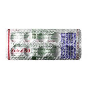 ゾトラル,  セルトラリン 50 mg, 錠剤, シート情報