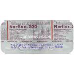 ノルフロックス Norflox. ノルフロキサシン 200mg 錠  （Okasa） 包装裏面