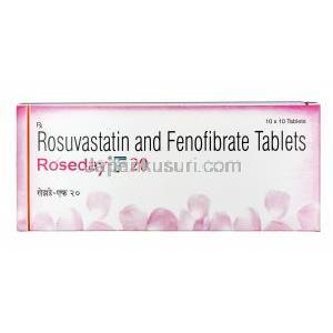 ローズディ F, フェノフィブラート 160mg / ロスバスタチン 20mg, 錠剤, 箱表面