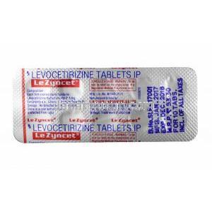 レジンセット (レボセチリジン) 5mg 錠剤裏面