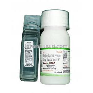 ポドキセチル シロップ, セフポドキシム 100mg, 30ml あたり18g シロップ, ボトル情報