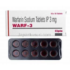 ワルファリン（ワーファリンジェネリック）, Warf-3, 3mg 錠 (Cipla)