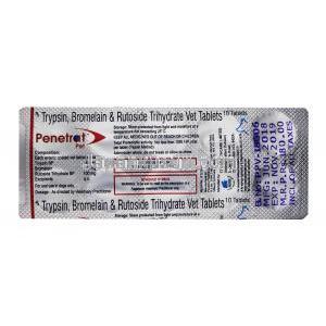 ペネトラット ペット, トリプシン48mg / ブロメライン90mg / ルトシド三水和物 100mg, 錠剤, シート情報