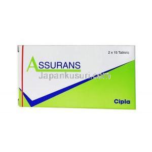 シルデナフィル （レバチオジェネリック）, アシュランス Assurans 20mg 錠 (Cipla)  箱, 表面