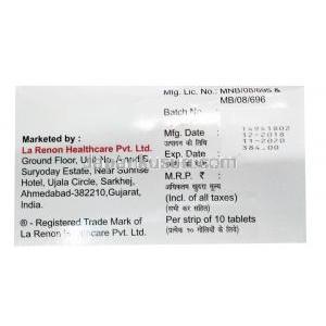 ピドチミューン-800,  ピドチモド 800mg, 10錠, 製造元：La Renon Healtcare, 箱側面情報